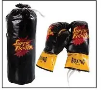 kids boxing bag and gloves