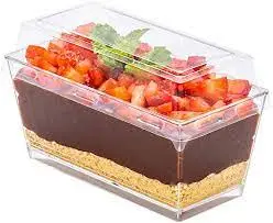 160ml rectangle acrylic dessert cont withlids