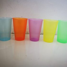 25 X 340ml Plastic Cups Multi Colour