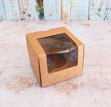 10 x Single Cupcake Box With Window Kraft(Brown)