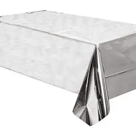 foiled disposable table cloth 137x183mm silver