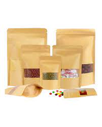 kraft window doy pouch zipper 14x19cm