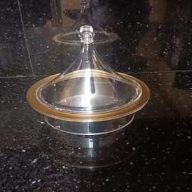 acrylic dome gold rim oval 22x17x16cm