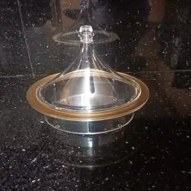 acrylic dome gold rim oval 22x17x16cm