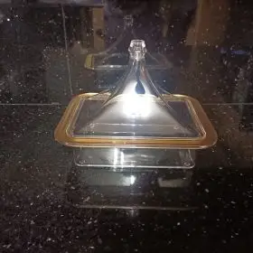 acrylic dome gold rim rectangle 22x17x16cm