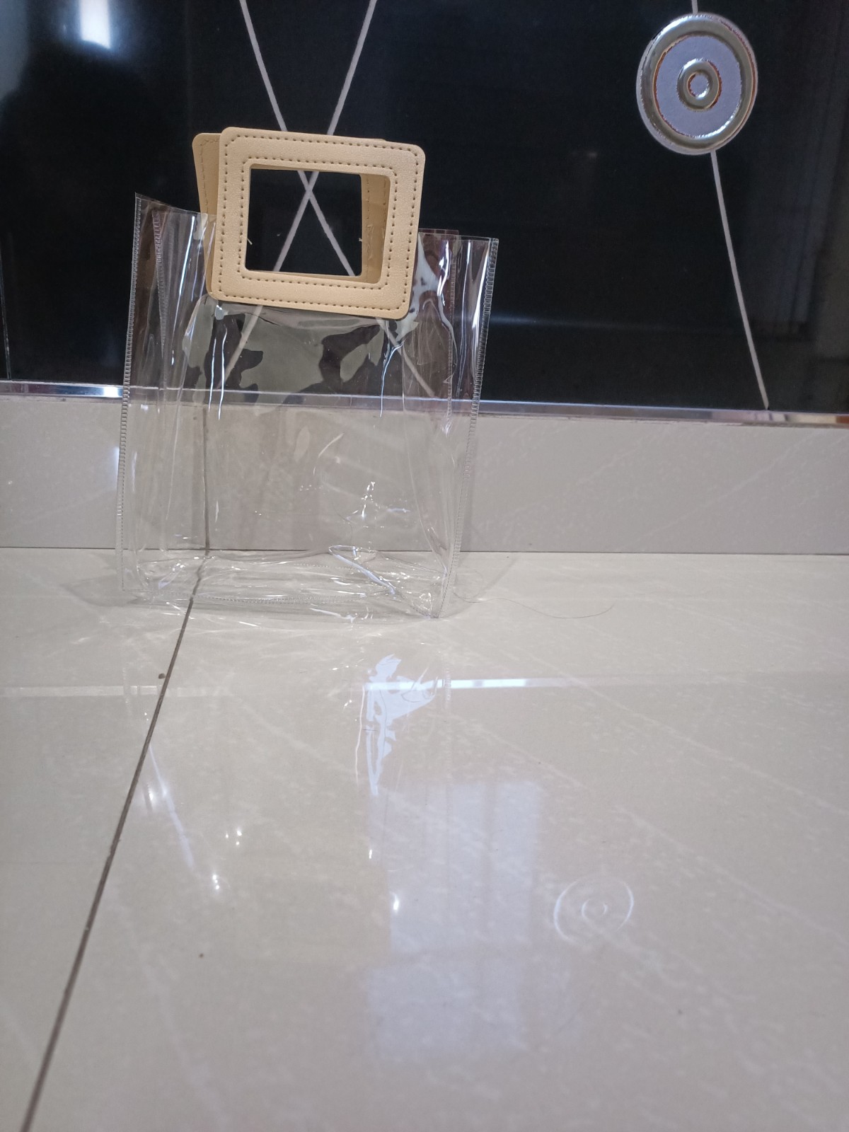 PVC Clear Giftbag 28x25x15cm Nude Rectangle Handle