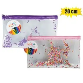 pink/purple 20cm see-through glitter pencil case