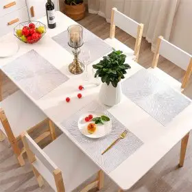 pu leather placemats starburst design silver