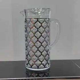 l acrylic jug with silver print with lid
