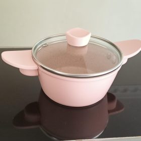 ml pink pot with handles and lid 21x8cm