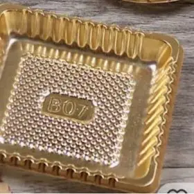 100 mini square gold plastic trays 6cm