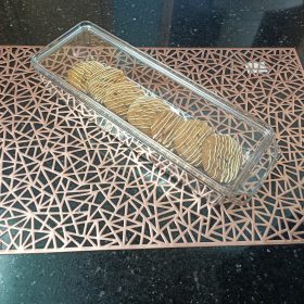 acrylic biscuit/storage box with lid 30x10x6cm