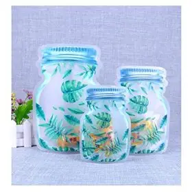 doy pouches green leaf design 14x20cm
