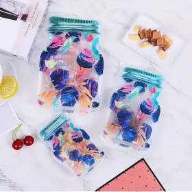 doy pouches purple leaf design 17x24cm