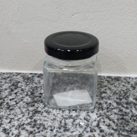ml square glass honey jar with black lid 7.55x5.65