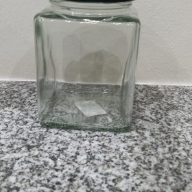 ml square glass honey jar with black lid 11x8.2x6.