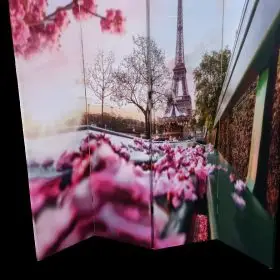 canvas screen divider 1.6x1.8m eiffel tower/floral
