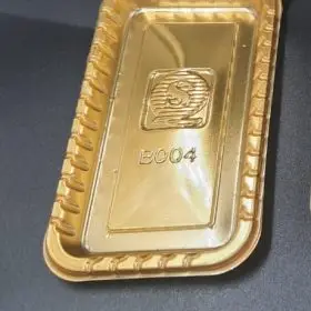 100 mini rectangle gold plastic trays 4.5x8.5cm