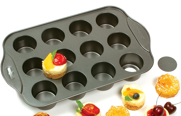 12 Cavity Loose Bottom Mini Cheesecake Pan Round