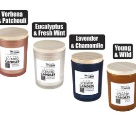 Scented Candle In Glass Jar Bamboo Lid 8x6cm