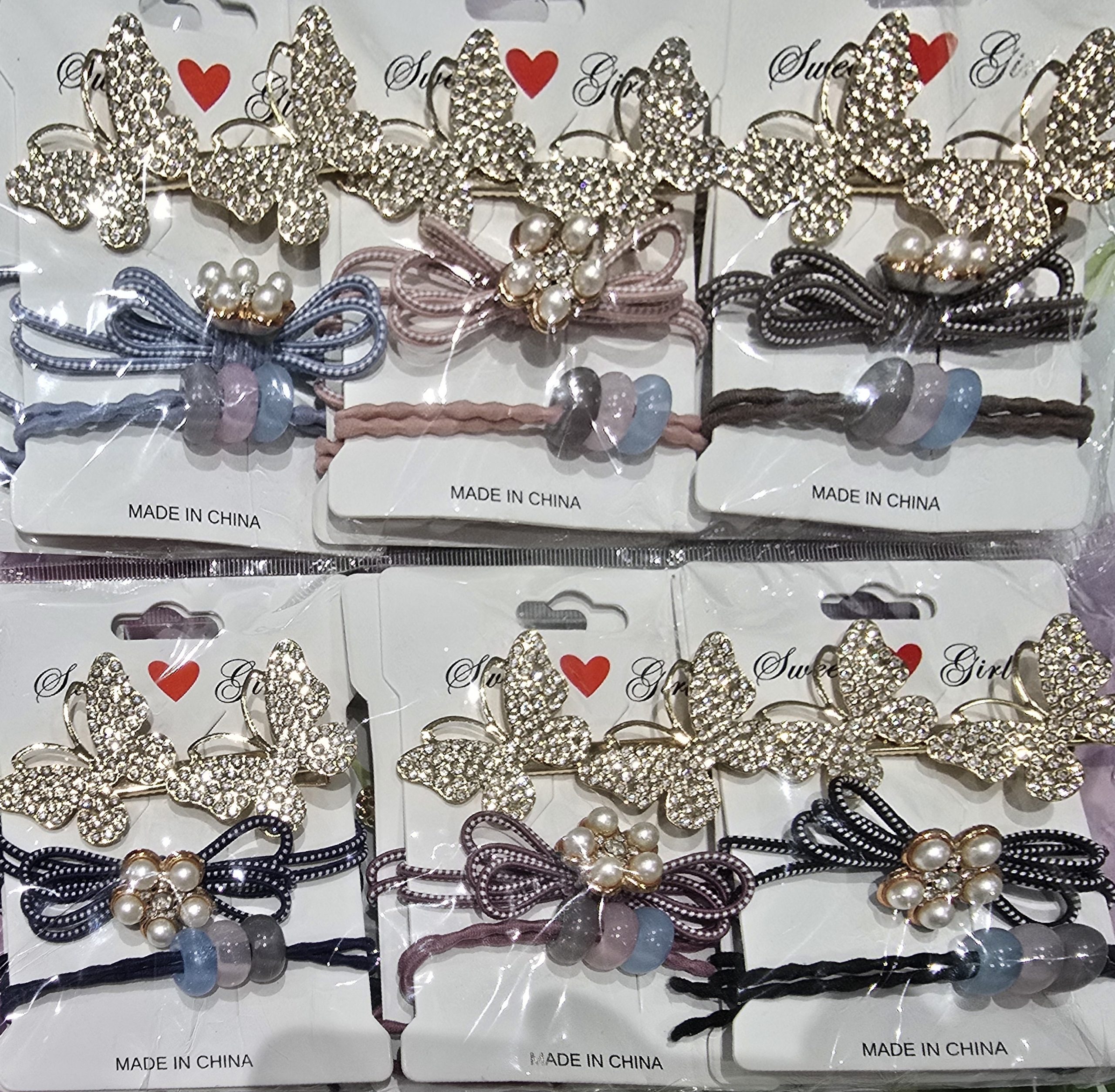2 hairbands and butterfly clip