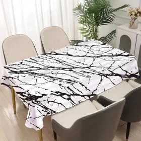 plastic white black marble tablecloths 100x220cm x