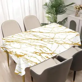 plastic white gold marble tablecloths 100x220cm x