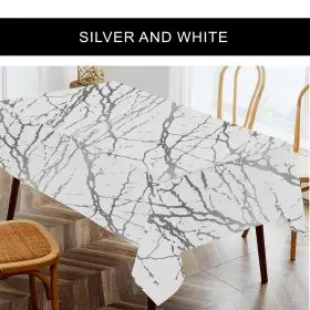 plastic white silver marble tablecloths 100x220cm