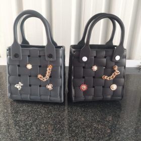 Waterproof Tote Shoulder Bag W/ Charms Grey 20x...