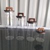 4pc Round Glass Jars With Wooden Lids