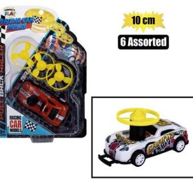 toy alloy racing car with flying disc 10cm