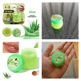 aloe lip mask in a small tub with mini dipper appl