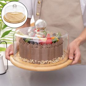 acrylic cake dome wooden base round medium 25x25x1