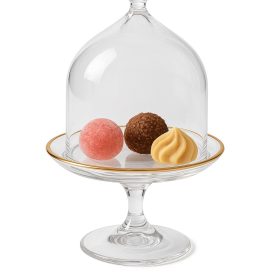 acrylic dome round pointed gold rim on stand 16x15