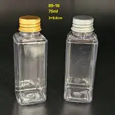 75ml square plastic bottles with silver lid
