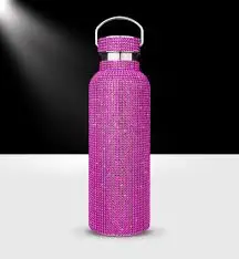 ml pink stainless steel bling flask bpa free