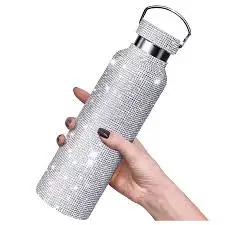 ml silver stainless steel bling flask bpa free