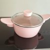 litre pink pot with handles and lid 23x9cm
