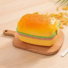 burger lunchbox rectangle with cutlery 16x12x10.