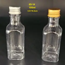 100ml square plastic bottles with silver lid