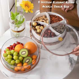 acrylic round snack box with divisions and leather