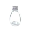 ml glass bottle globe shaped silver lid 9.5x5cm