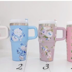 ml insulated mug with handle floral print ass cols