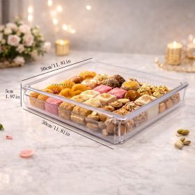acrylic biscuit tray with lid 30x30x5.5cm
