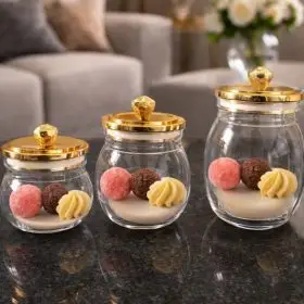 acrylic round belly jar airtight gold lid zg2536 1