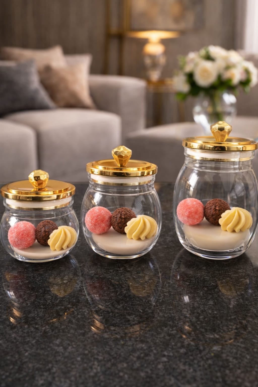 acrylic round belly jar airtight gold lid zg2537 1