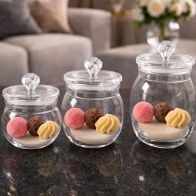 acrylic round belly jar airtight cryst knob 12.5x1