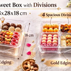 acrylic sweet box with divisions 28x28x18cm 2526v