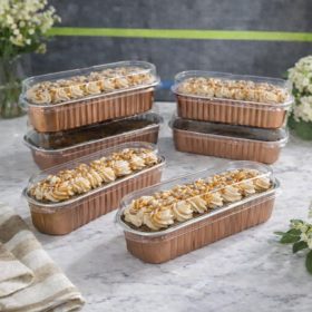 rosegold aluminium containers and lids 166x65x38mm