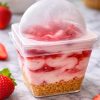 plastic dessert containers square + dome lid 200ml